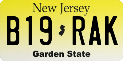 NJ license plate B19RAK