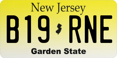 NJ license plate B19RNE