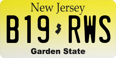 NJ license plate B19RWS