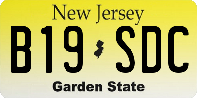 NJ license plate B19SDC