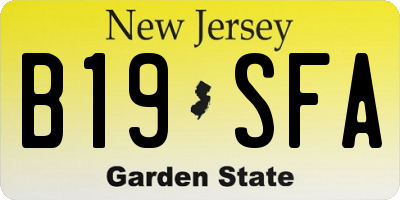 NJ license plate B19SFA