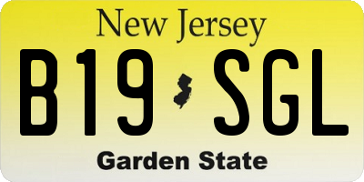 NJ license plate B19SGL