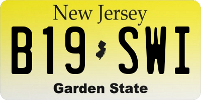 NJ license plate B19SWI
