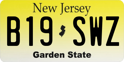 NJ license plate B19SWZ