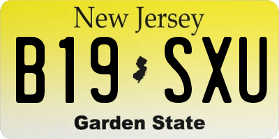 NJ license plate B19SXU