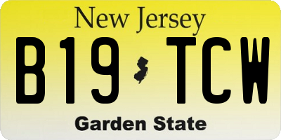 NJ license plate B19TCW