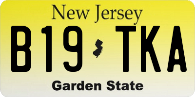 NJ license plate B19TKA