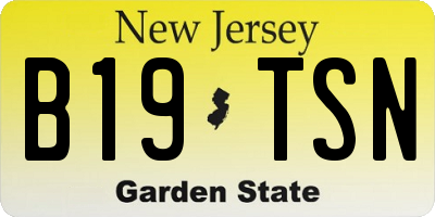 NJ license plate B19TSN