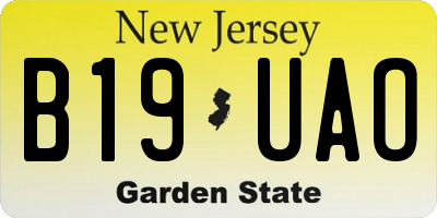 NJ license plate B19UAO