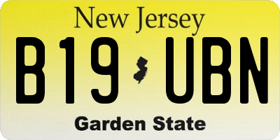 NJ license plate B19UBN
