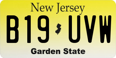NJ license plate B19UVW