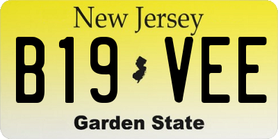 NJ license plate B19VEE