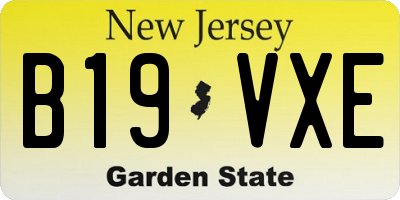 NJ license plate B19VXE