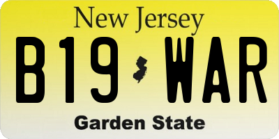 NJ license plate B19WAR