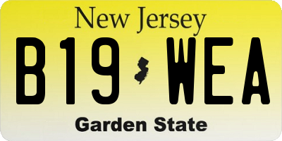 NJ license plate B19WEA