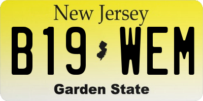 NJ license plate B19WEM