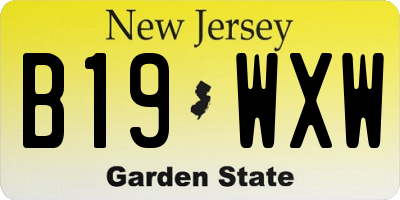 NJ license plate B19WXW