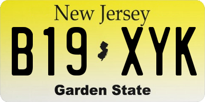 NJ license plate B19XYK