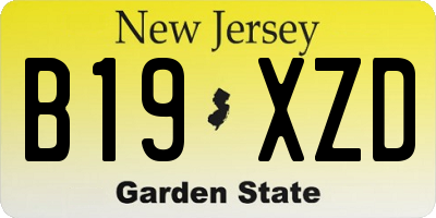 NJ license plate B19XZD
