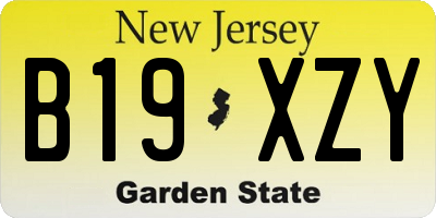 NJ license plate B19XZY
