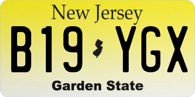 NJ license plate B19YGX
