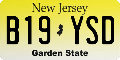 NJ license plate B19YSD