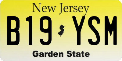 NJ license plate B19YSM