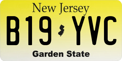 NJ license plate B19YVC