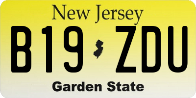 NJ license plate B19ZDU