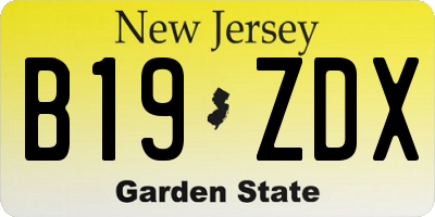 NJ license plate B19ZDX