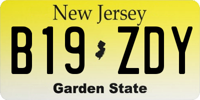 NJ license plate B19ZDY