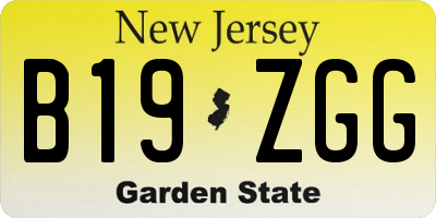 NJ license plate B19ZGG