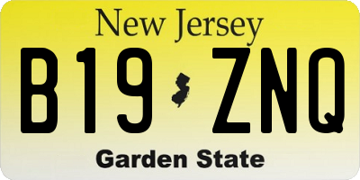 NJ license plate B19ZNQ