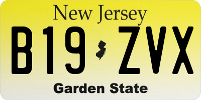 NJ license plate B19ZVX