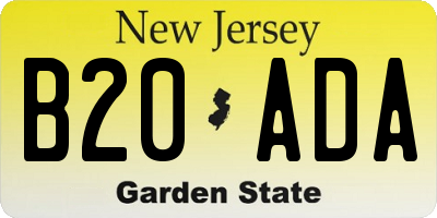 NJ license plate B20ADA