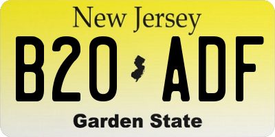 NJ license plate B20ADF