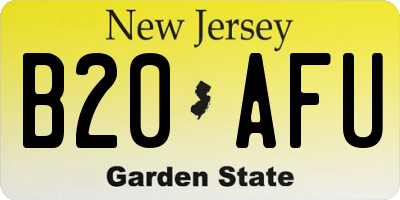 NJ license plate B20AFU