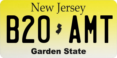 NJ license plate B20AMT