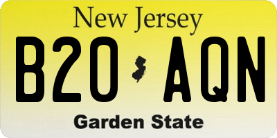NJ license plate B20AQN