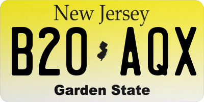 NJ license plate B20AQX