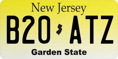 NJ license plate B20ATZ