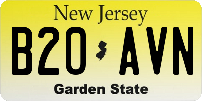 NJ license plate B20AVN