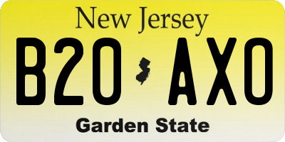NJ license plate B20AXO