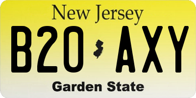 NJ license plate B20AXY