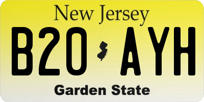 NJ license plate B20AYH