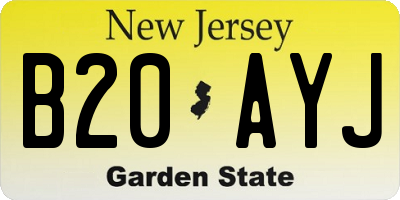 NJ license plate B20AYJ