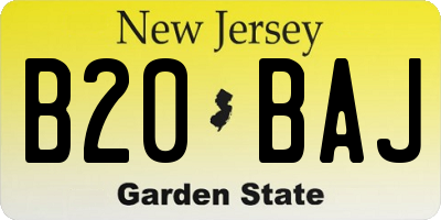 NJ license plate B20BAJ