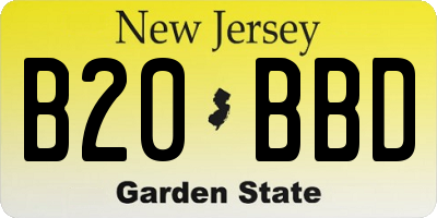 NJ license plate B20BBD