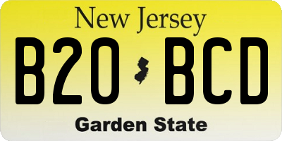 NJ license plate B20BCD