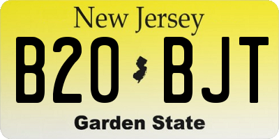 NJ license plate B20BJT